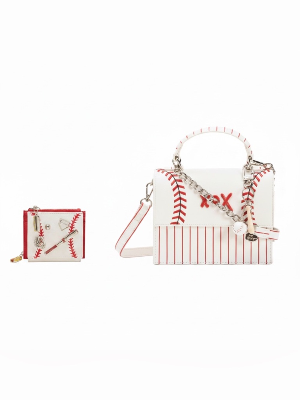 Betsey Johnson Baseball Satchel with Matching Wallet Set NWT